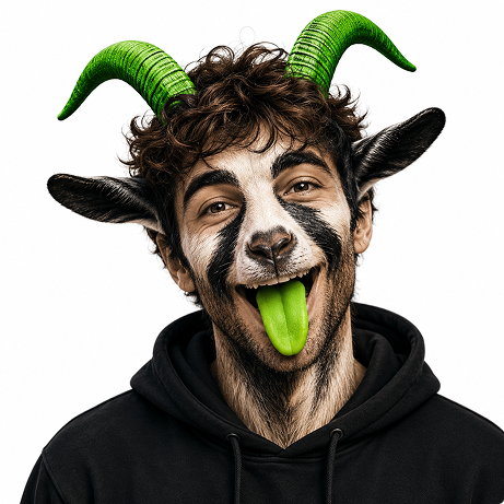 Person transformed into a GOATZO avatar