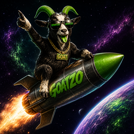 GOATZO goat riding a rocket